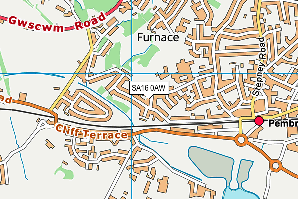 SA16 0AW map - OS VectorMap District (Ordnance Survey)