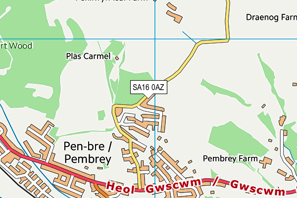 SA16 0AZ map - OS VectorMap District (Ordnance Survey)