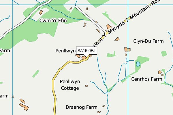 SA16 0BJ map - OS VectorMap District (Ordnance Survey)