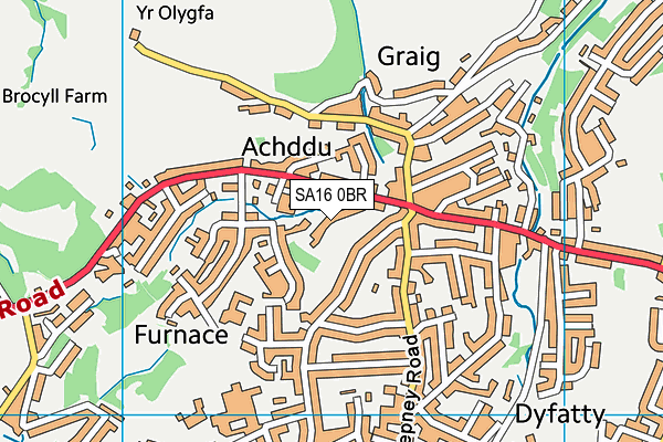 SA16 0BR map - OS VectorMap District (Ordnance Survey)