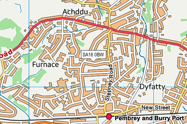 SA16 0BW map - OS VectorMap District (Ordnance Survey)