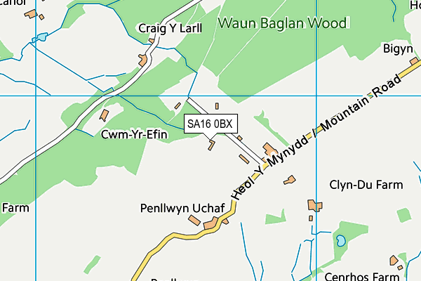 SA16 0BX map - OS VectorMap District (Ordnance Survey)