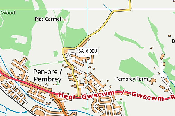 SA16 0DJ map - OS VectorMap District (Ordnance Survey)