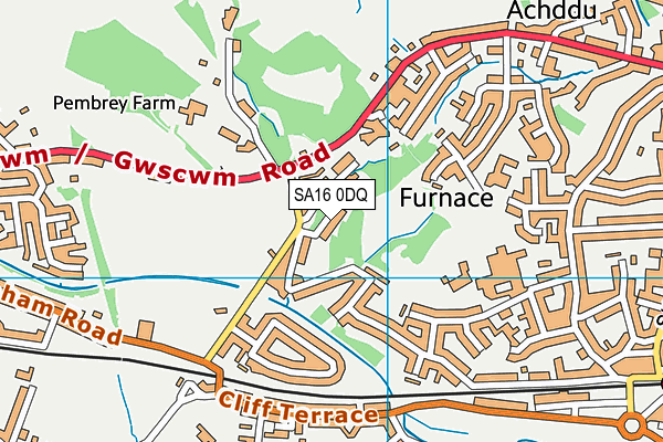 SA16 0DQ map - OS VectorMap District (Ordnance Survey)