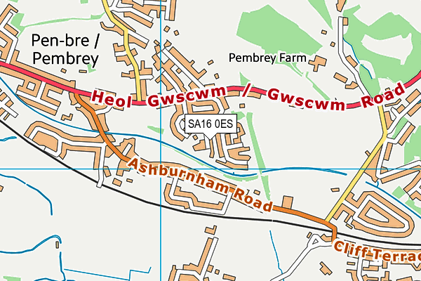 SA16 0ES map - OS VectorMap District (Ordnance Survey)