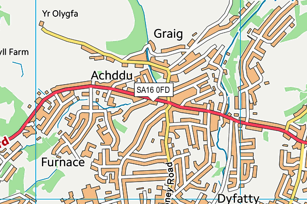 SA16 0FD map - OS VectorMap District (Ordnance Survey)