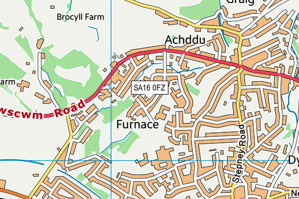 SA16 0FZ map - OS VectorMap District (Ordnance Survey)