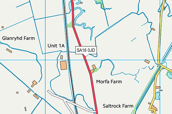 SA16 0JD map - OS VectorMap District (Ordnance Survey)