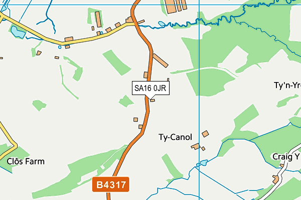 SA16 0JR map - OS VectorMap District (Ordnance Survey)