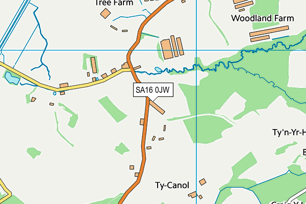 SA16 0JW map - OS VectorMap District (Ordnance Survey)