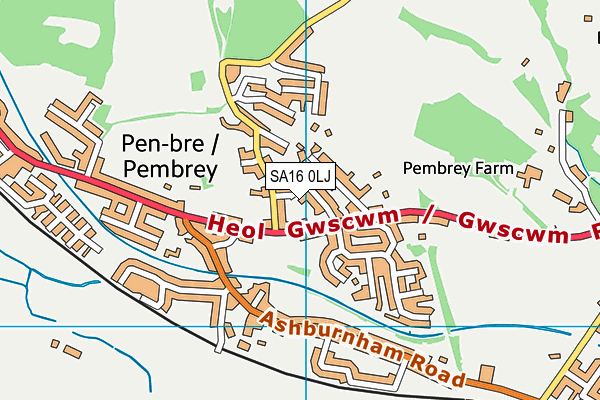 SA16 0LJ map - OS VectorMap District (Ordnance Survey)