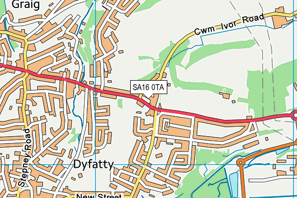 SA16 0TA map - OS VectorMap District (Ordnance Survey)