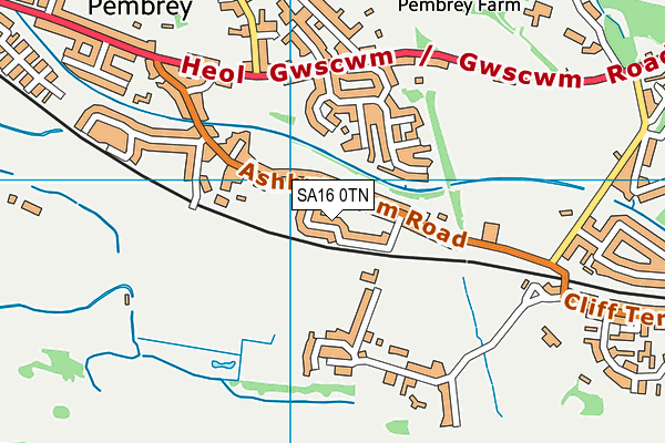 SA16 0TN map - OS VectorMap District (Ordnance Survey)