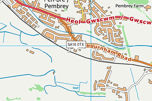 SA16 0TX map - OS VectorMap District (Ordnance Survey)