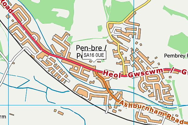 SA16 0UE map - OS VectorMap District (Ordnance Survey)