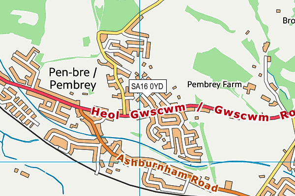 SA16 0YD map - OS VectorMap District (Ordnance Survey)