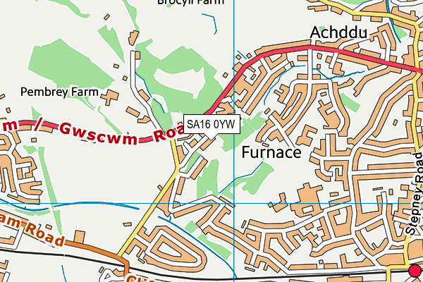 SA16 0YW map - OS VectorMap District (Ordnance Survey)