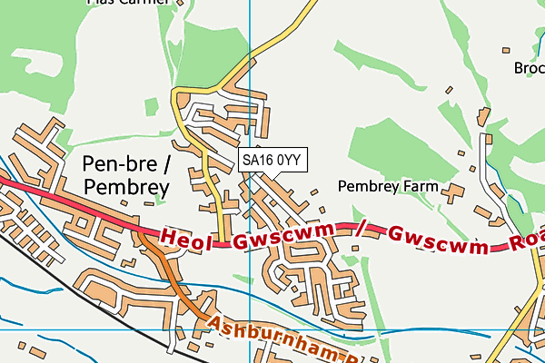 SA16 0YY map - OS VectorMap District (Ordnance Survey)