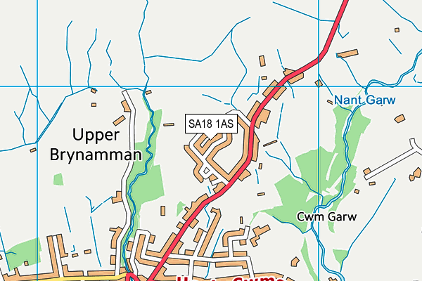 SA18 1AS map - OS VectorMap District (Ordnance Survey)