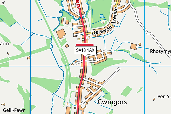 SA18 1AX map - OS VectorMap District (Ordnance Survey)