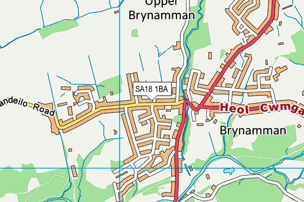 SA18 1BA map - OS VectorMap District (Ordnance Survey)