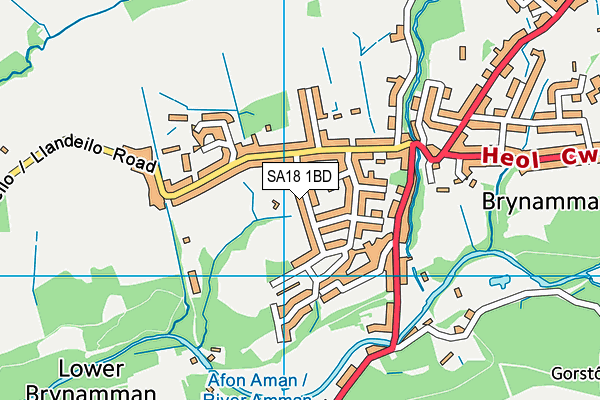 SA18 1BD map - OS VectorMap District (Ordnance Survey)