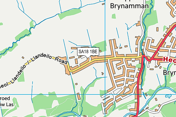 SA18 1BE map - OS VectorMap District (Ordnance Survey)