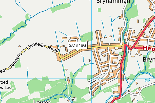 SA18 1BG map - OS VectorMap District (Ordnance Survey)
