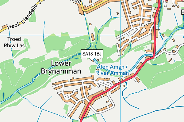 SA18 1BJ map - OS VectorMap District (Ordnance Survey)