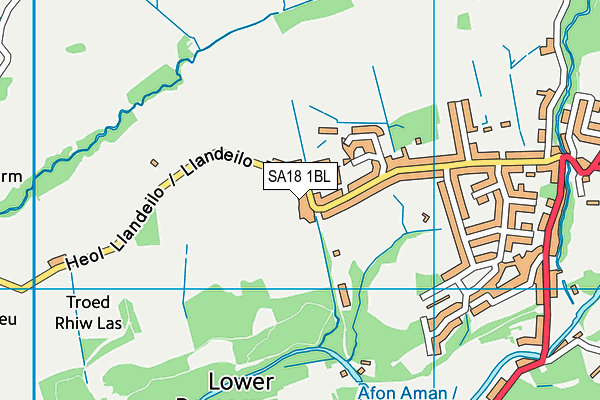 SA18 1BL map - OS VectorMap District (Ordnance Survey)