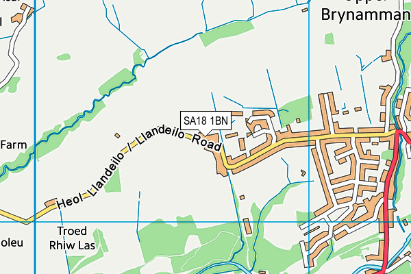 SA18 1BN map - OS VectorMap District (Ordnance Survey)