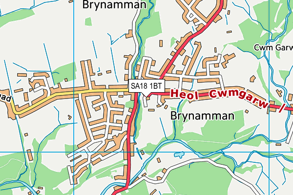 SA18 1BT map - OS VectorMap District (Ordnance Survey)