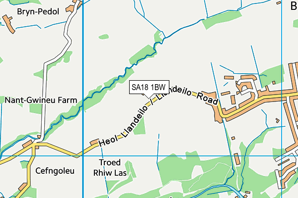 SA18 1BW map - OS VectorMap District (Ordnance Survey)