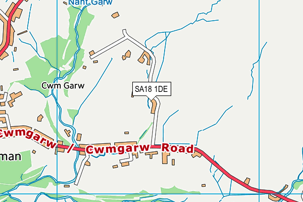 SA18 1DE map - OS VectorMap District (Ordnance Survey)