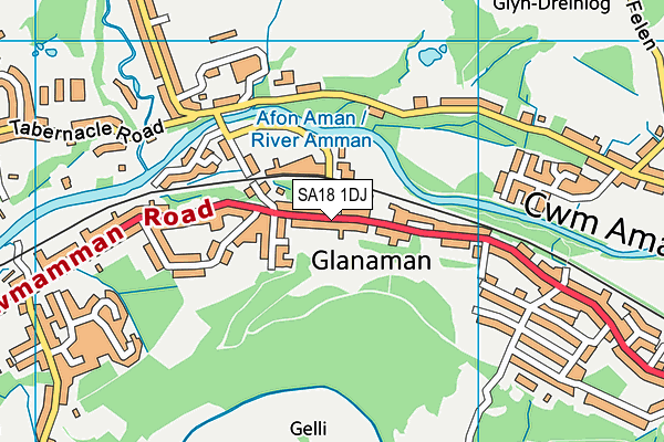 SA18 1DJ map - OS VectorMap District (Ordnance Survey)