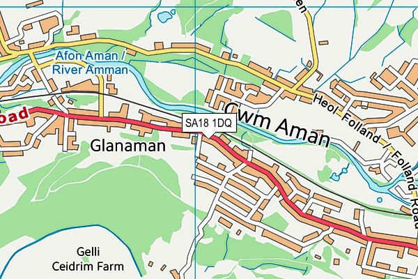 SA18 1DQ map - OS VectorMap District (Ordnance Survey)