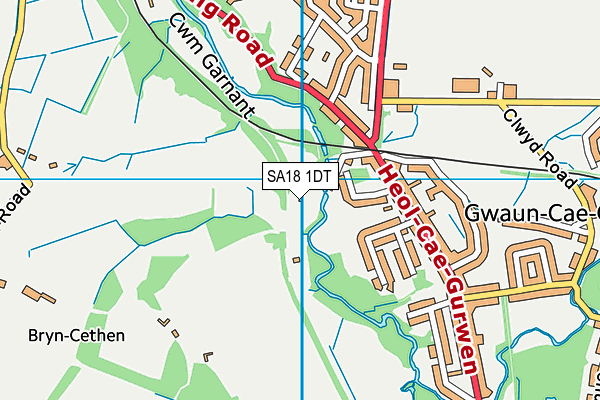 SA18 1DT map - OS VectorMap District (Ordnance Survey)