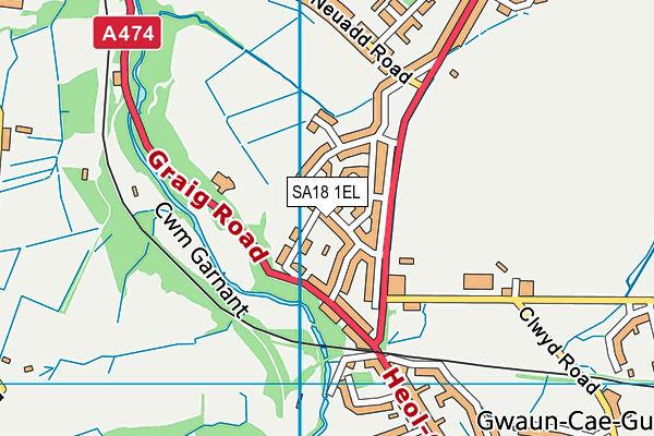 SA18 1EL map - OS VectorMap District (Ordnance Survey)