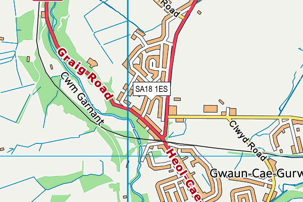 SA18 1ES map - OS VectorMap District (Ordnance Survey)