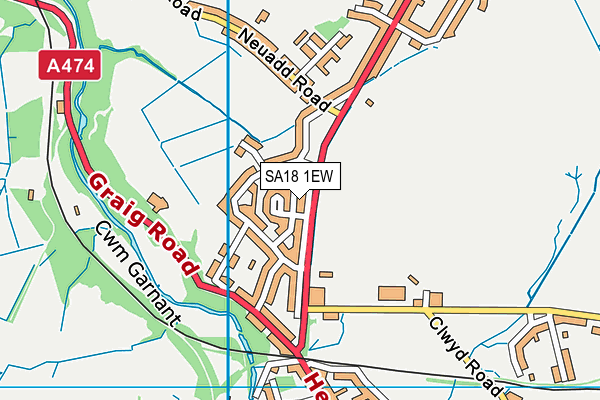 SA18 1EW map - OS VectorMap District (Ordnance Survey)