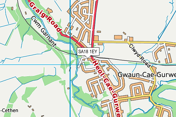 SA18 1EY map - OS VectorMap District (Ordnance Survey)