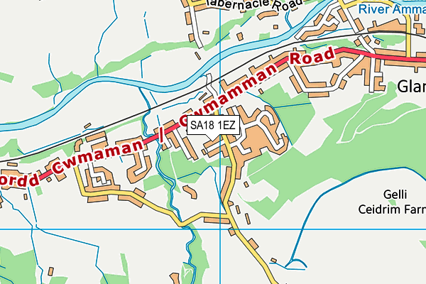 SA18 1EZ map - OS VectorMap District (Ordnance Survey)