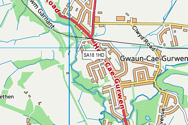 SA18 1HD map - OS VectorMap District (Ordnance Survey)