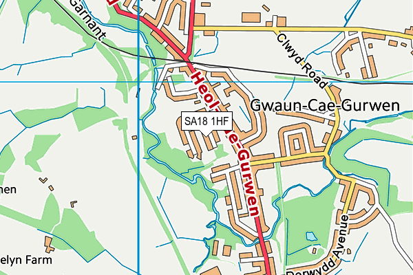 SA18 1HF map - OS VectorMap District (Ordnance Survey)