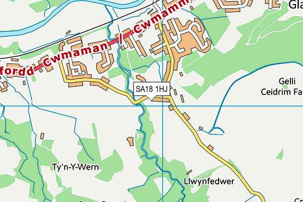 SA18 1HJ map - OS VectorMap District (Ordnance Survey)