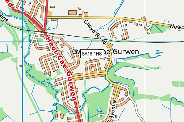 SA18 1HS map - OS VectorMap District (Ordnance Survey)