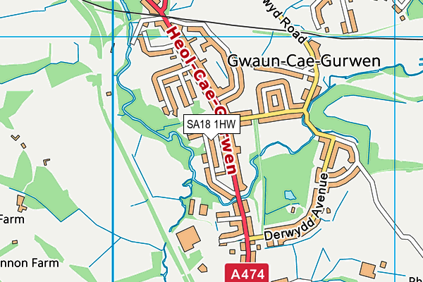 SA18 1HW map - OS VectorMap District (Ordnance Survey)