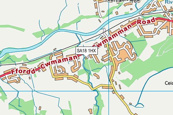 SA18 1HX map - OS VectorMap District (Ordnance Survey)