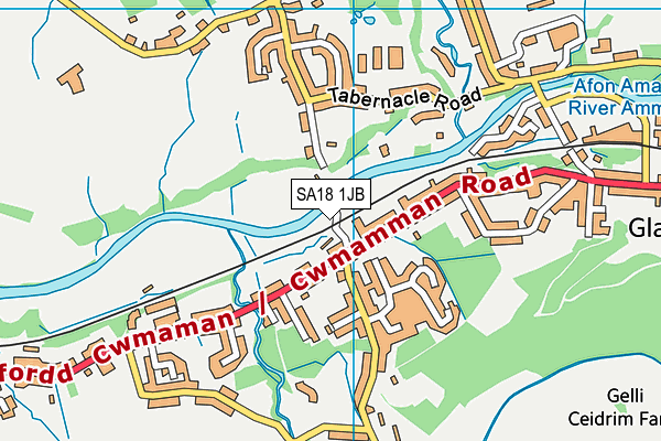 SA18 1JB map - OS VectorMap District (Ordnance Survey)