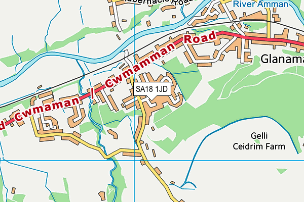 SA18 1JD map - OS VectorMap District (Ordnance Survey)